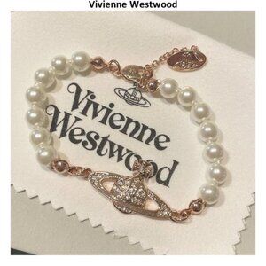 Vivienne Westwood Ariella white heart crystal rose gold earrings